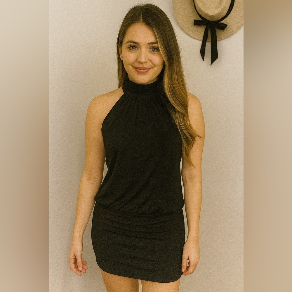 #35 Speechless mini black high neck dress or top